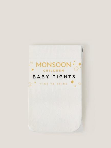 Monsoon Baby Floral Butterfly Tights, White, White