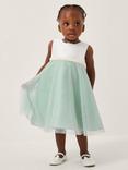 Monsoon Baby Duchess Sleeveless Beaded Tulle Dress, Sage