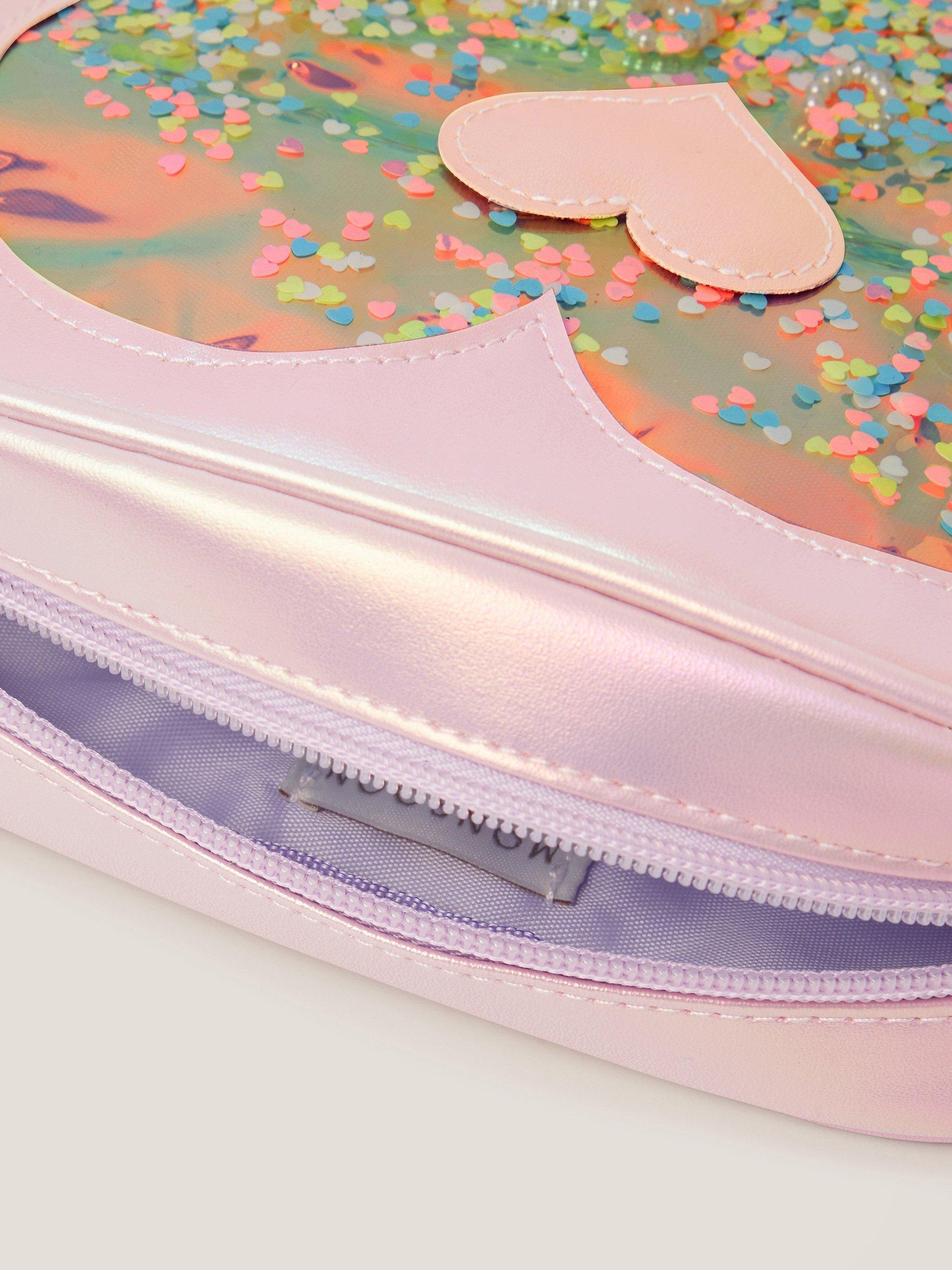 Product image 4 of 4, which shows Monsoon Kids' Iridescent Heart Camera Bag, Lilac, One Size