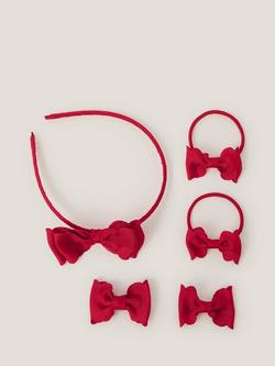 Monsoon Kids' Bow School Hair Set, Red, Red