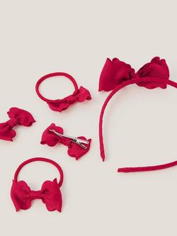 Monsoon Kids' Bow School Hair Set, Red - view 2, Red