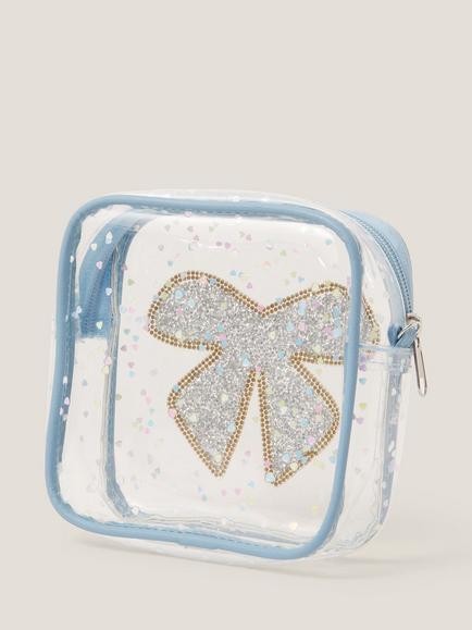 Monsoon Kids' Sequin Bow Camera Bag, Blue - view 2, Blue