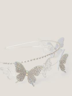 Monsoon Dazzle Diamante Butterfly Aliceband, Silver - view 2, Silver