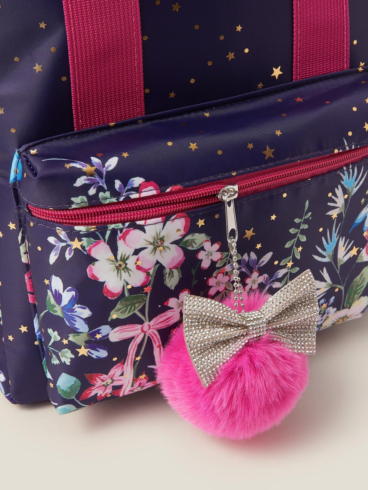 Product image 3 of 4, which shows Monsoon Kids' School Floral Print Backpack, Navy, One Size