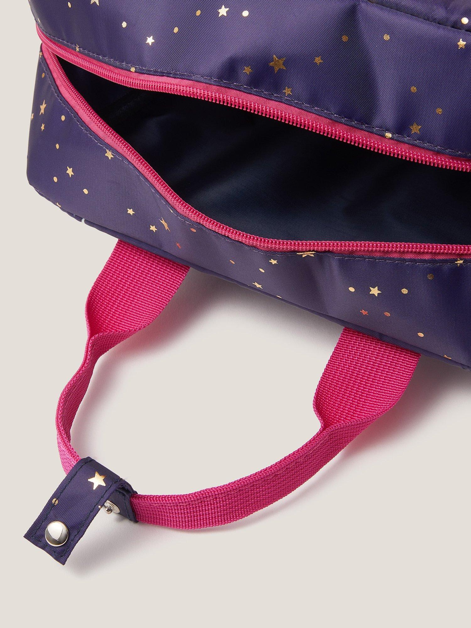 Product image 4 of 4, which shows Monsoon Kids' School Floral Print Backpack, Navy, One Size