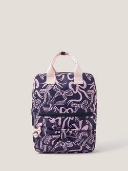 Monsoon Kids' School Bow Print Backpack, Navy, Navy