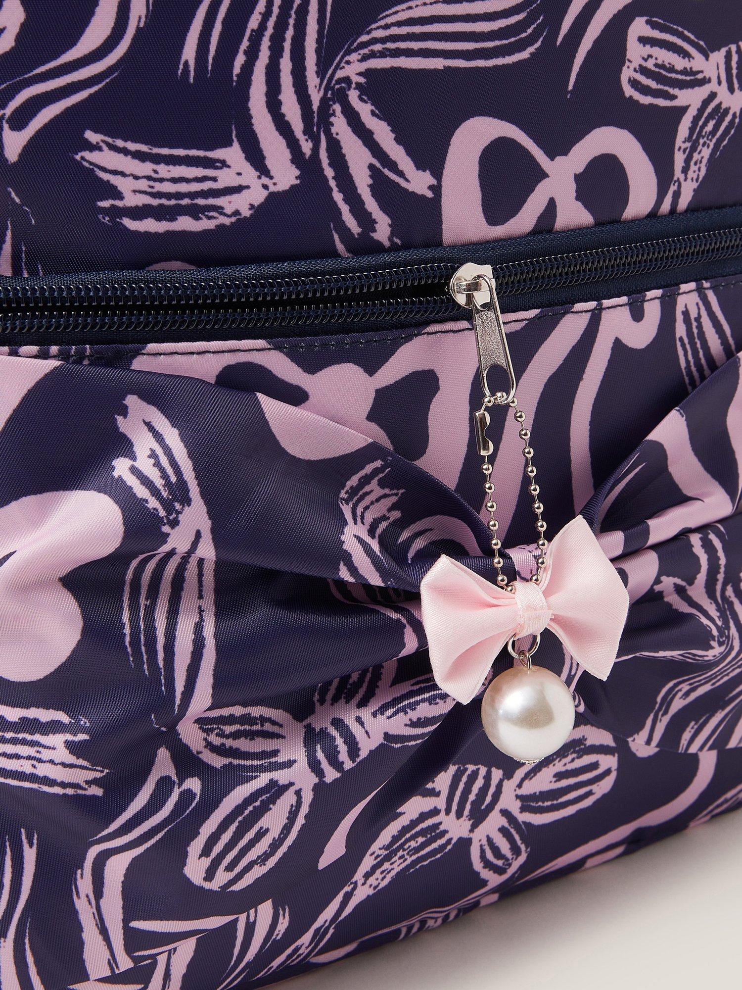 Product image 3 of 4, which shows Monsoon Kids' School Bow Print Backpack, Navy, One Size