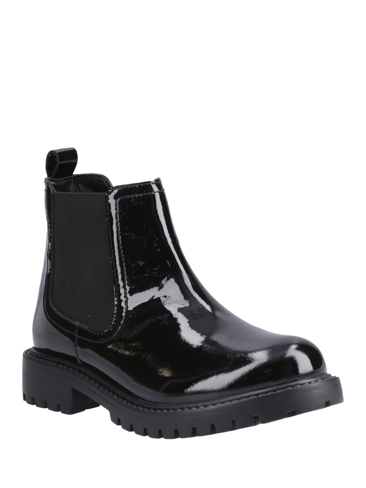 Product image 2 of 4, which shows Hush Puppies Kids' Ariella Junior Patent Leather Chelsea Boots, Black, 10 Jnr