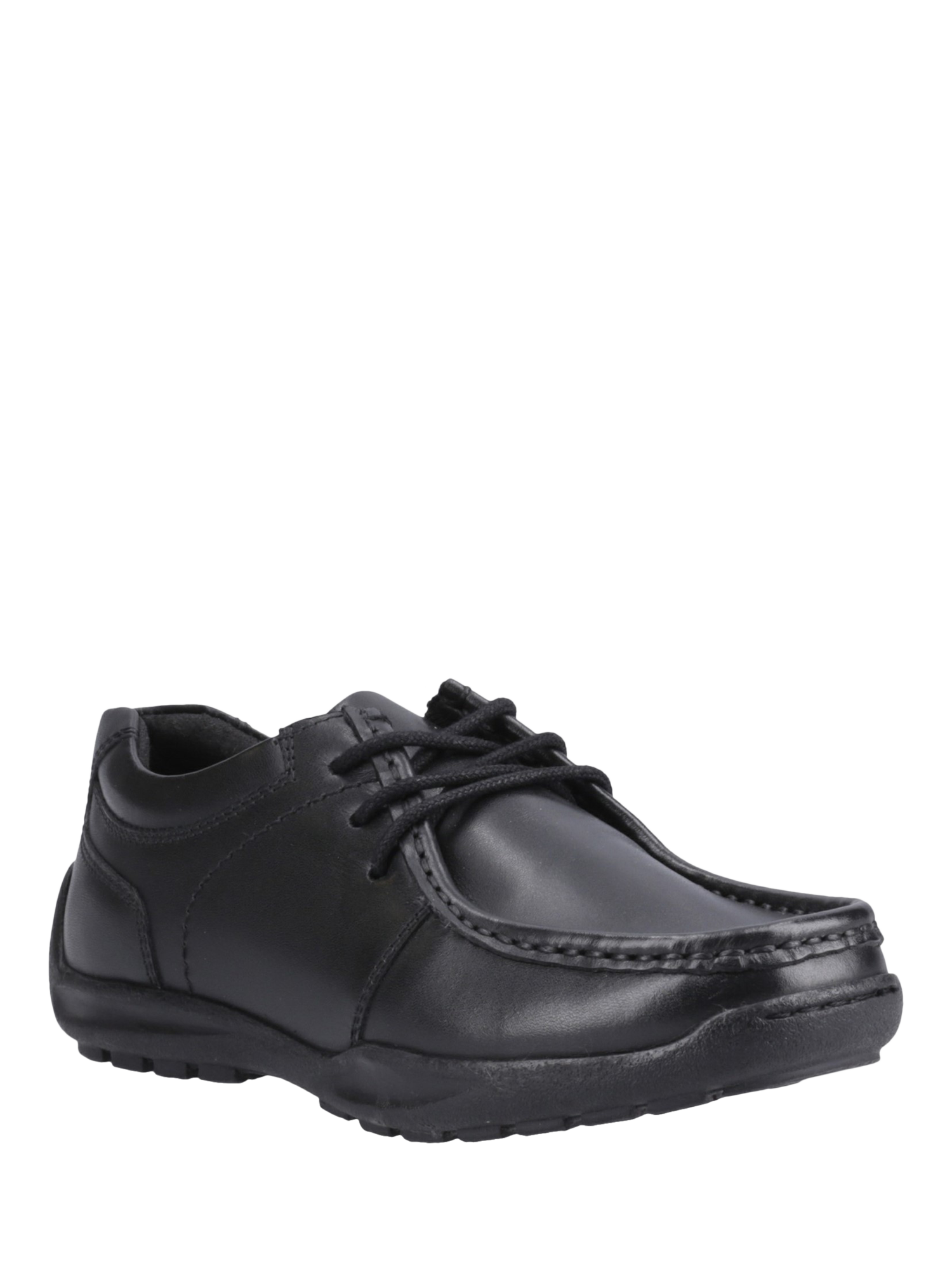 Product image 2 of 4, which shows Hush Puppies Kids' Mac Wallabee Senior Lace Up Shoes, Black, 3