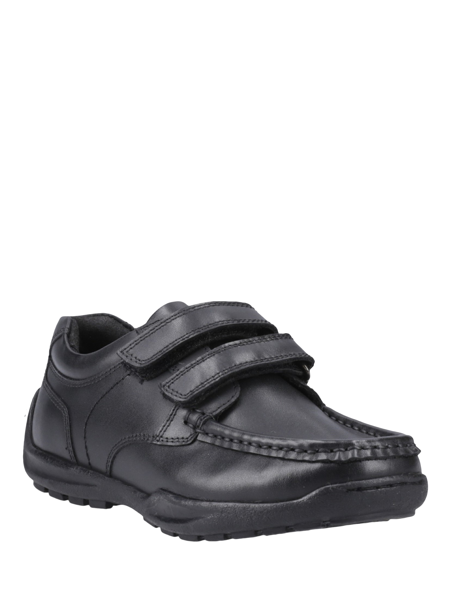 Product image 2 of 4, which shows Hush Puppies Kids' Maddox Senior Leather School Shoes, Black, 3