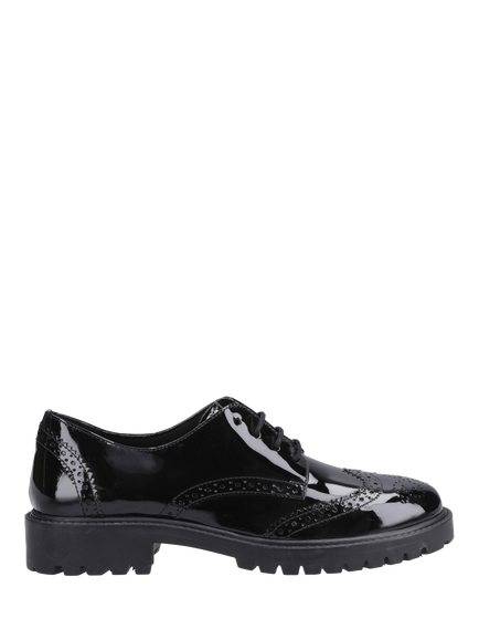 Hush Puppies Kids' Athena Senior Patent Leather School Shoes, Black, Black