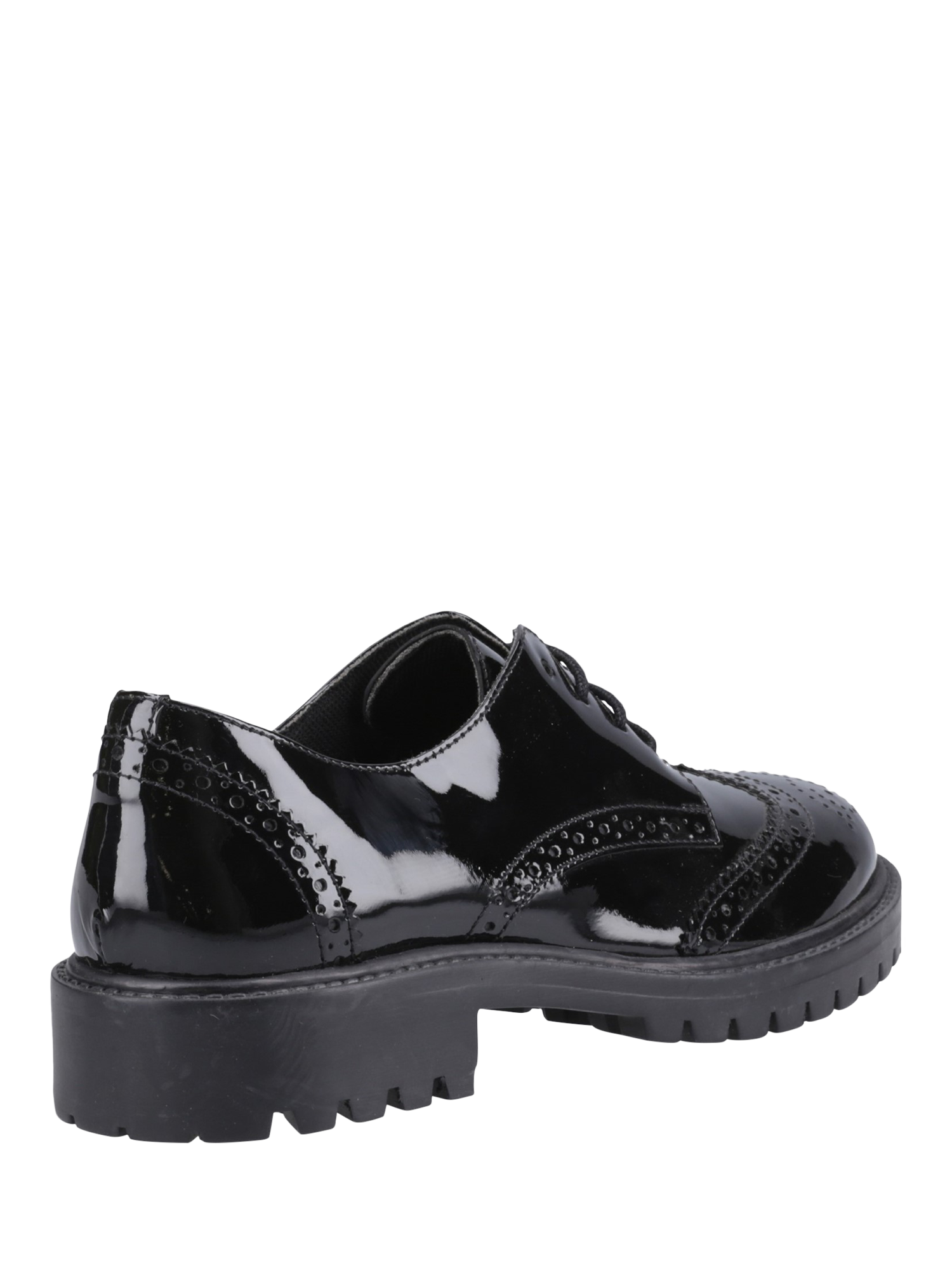 Product image 3 of 4, which shows Hush Puppies Kids' Athena Senior Patent Leather School Shoes, Black, 3