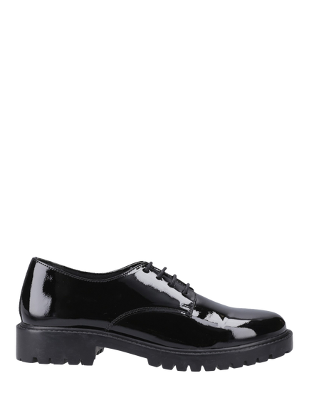 Hush Puppies Kids' Aubrey Junior Patent Leather School Shoes, Black, Black
