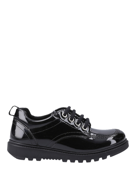 Hush Puppies Kids' Keeley Senior Patent Leather School Shoes, Black, Black