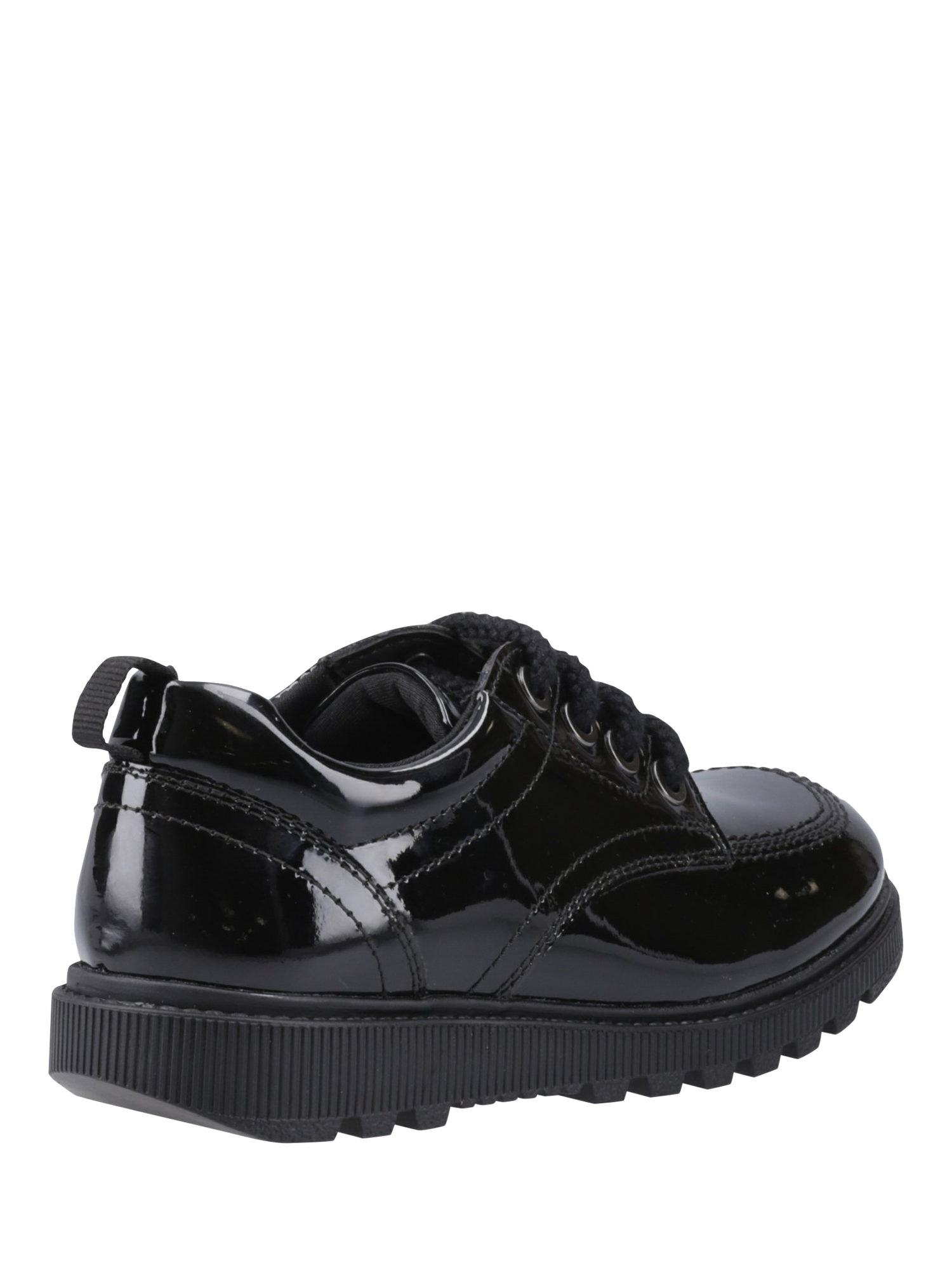 Product image 3 of 4, which shows Hush Puppies Kids' Keeley Senior Patent Leather School Shoes, Black, 3