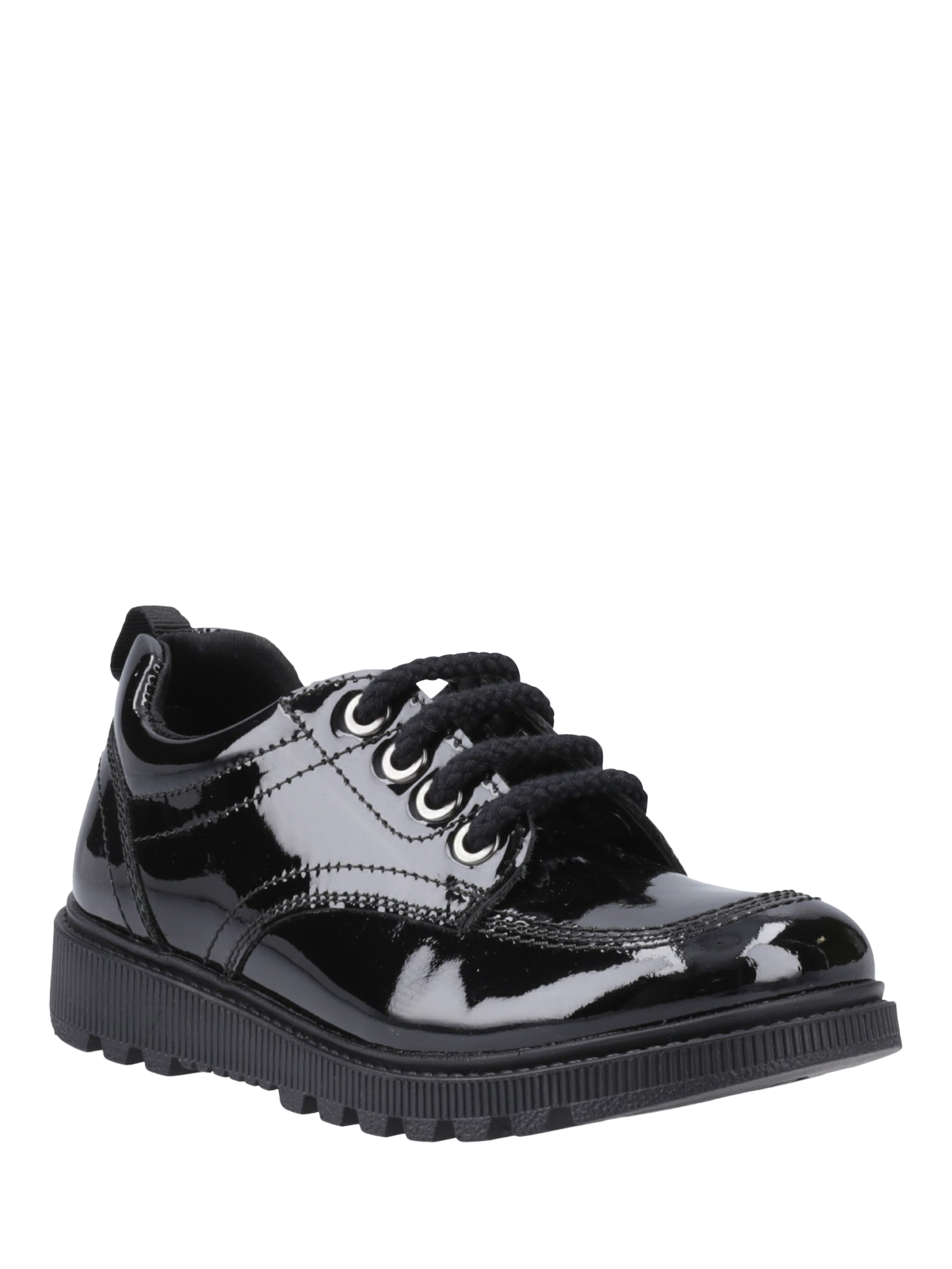 Product image 2 of 4, which shows Hush Puppies Kids' Keeley Junior Patent Leather School Shoes, Black, 10 Jnr