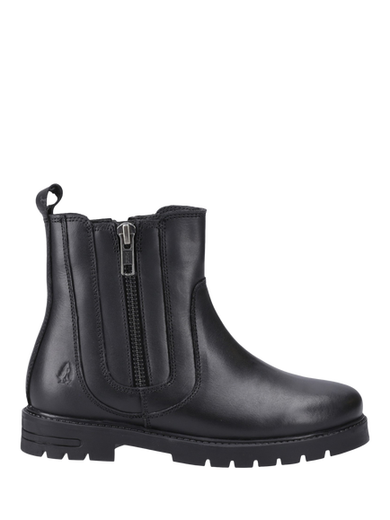 Hush Puppies Kids' Liana Senior Leather Ankle Boots, Black, Black