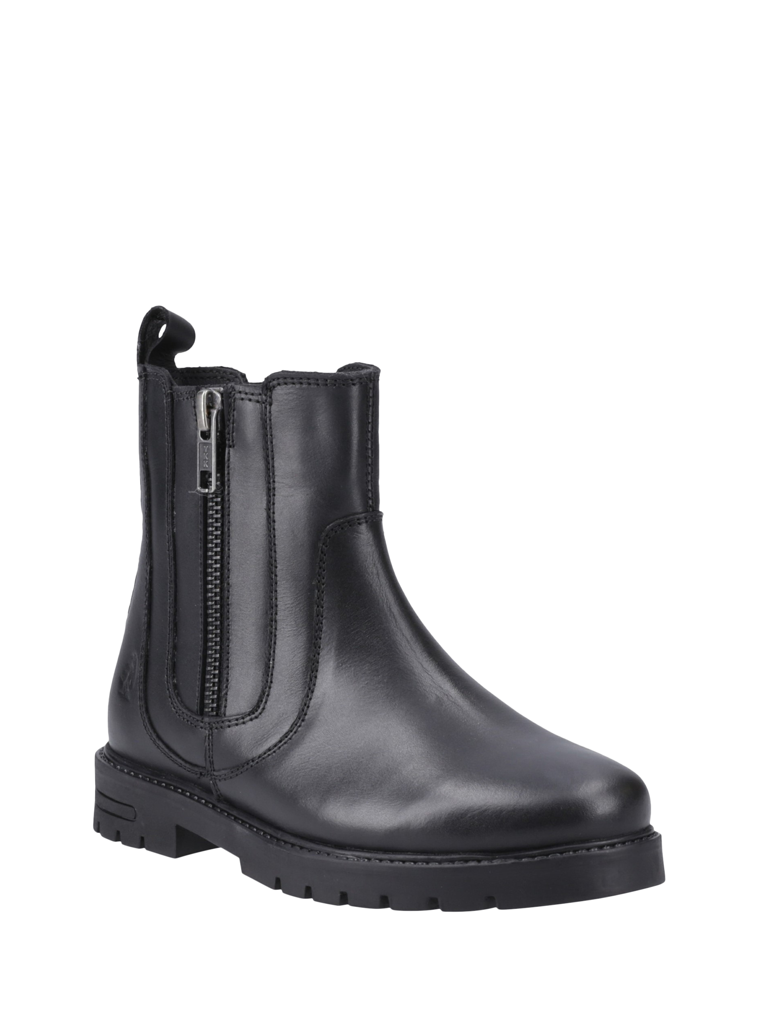 Product image 2 of 3, which shows Hush Puppies Kids' Liana Senior Leather Ankle Boots, Black, 3