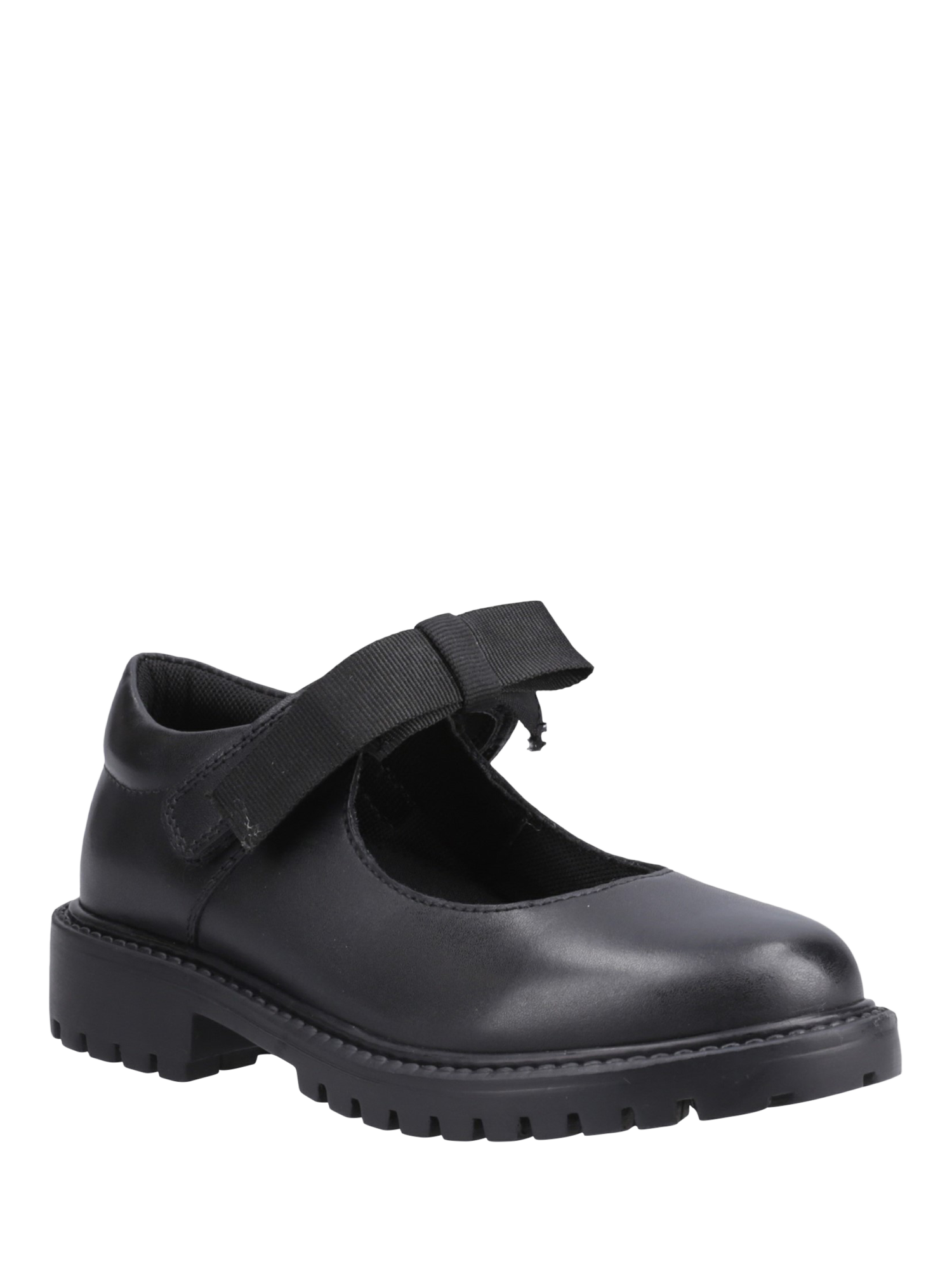 Product image 2 of 4, which shows Hush Puppies Kids' Astrid Bow Junior Leather School Shoes, Black, 10 Jnr