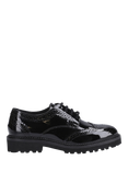 Hush Puppies Kids' Gabi Lace Up Patent Leather Brogue School Shoes, Black