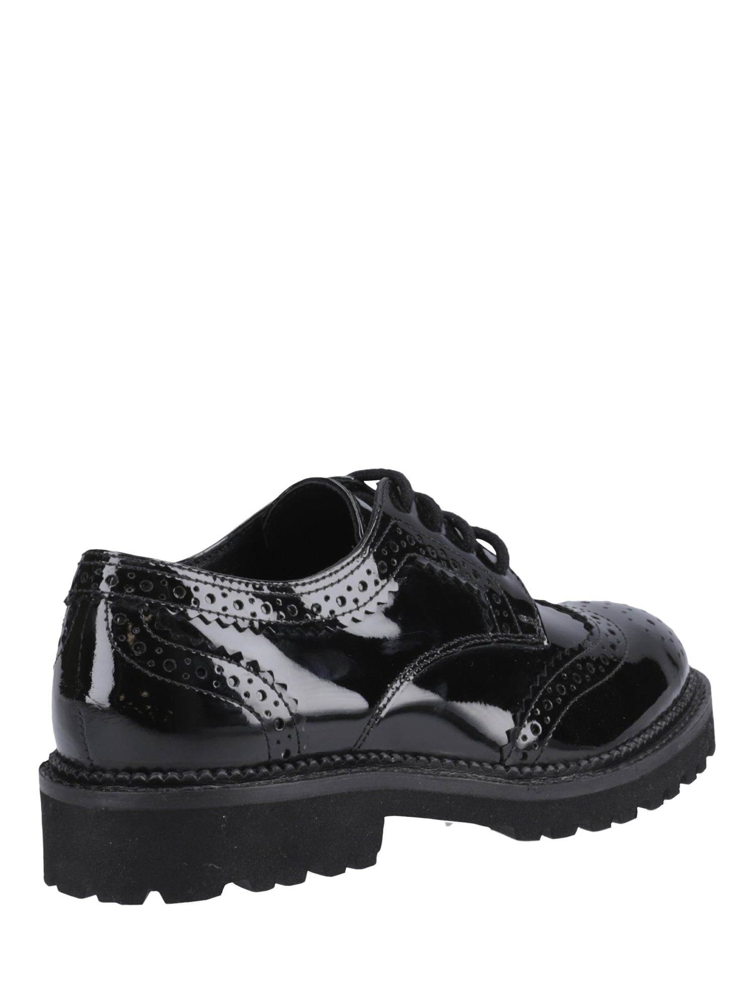 Product image 3 of 4, which shows Hush Puppies Kids' Gabi Lace Up Patent Leather Brogue School Shoes, Black, 3