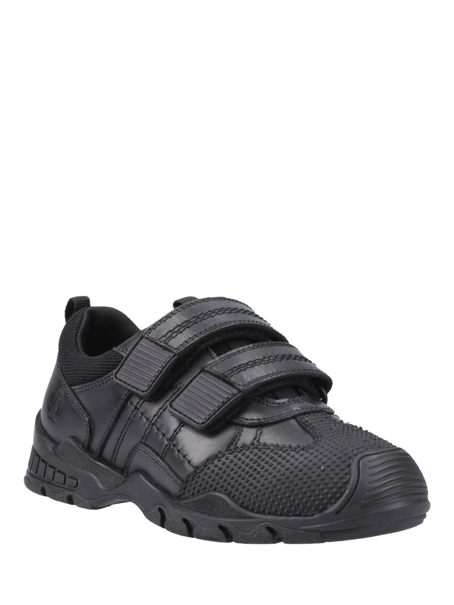Product image 2 of 4, which shows Hush Puppies Kids' Tristen Senior Leather School Shoes, Black, 3