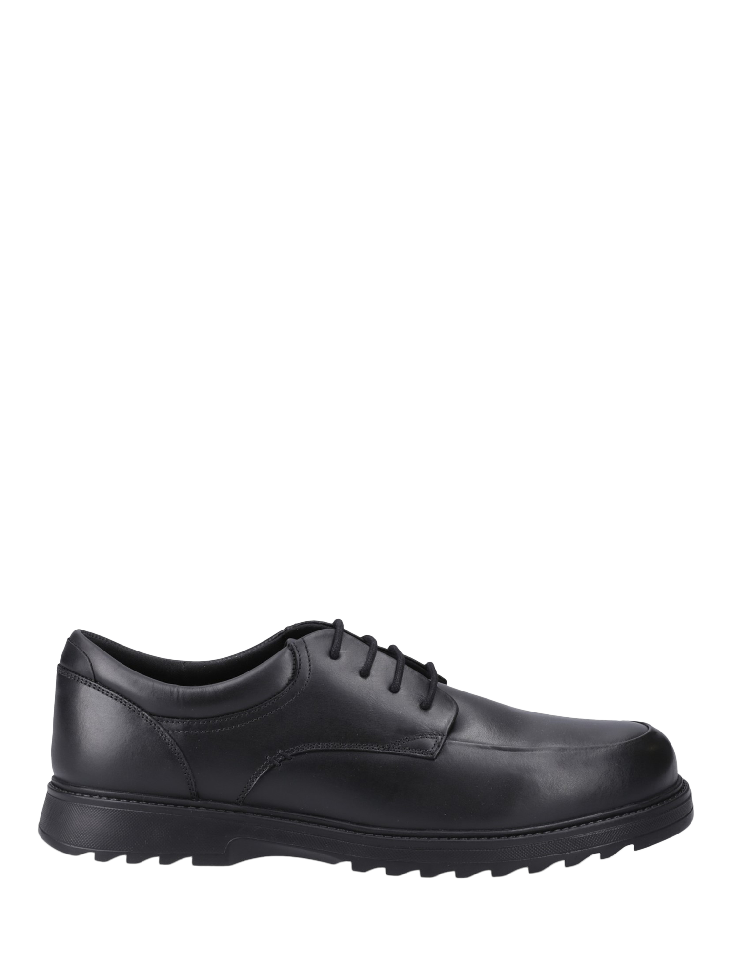 Product image 1 of 4, which shows Hush Puppies Kids' Romeo Junior Lace Up Oxford Shoes, Black, 10 Jnr