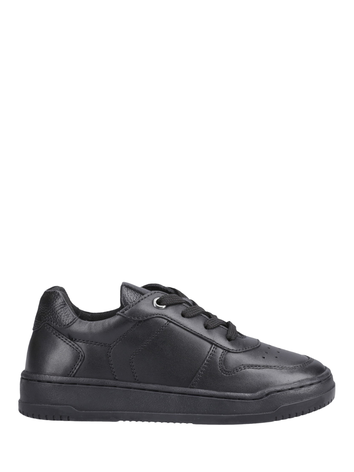Product image 1 of 4, which shows Hush Puppies Kids' Dougie Senior Leather School Shoes, Black, 3
