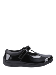 Hush Puppies Kids' Caitlin T-Bar Senior Custom Fit Patent Leather School Shoes, Black