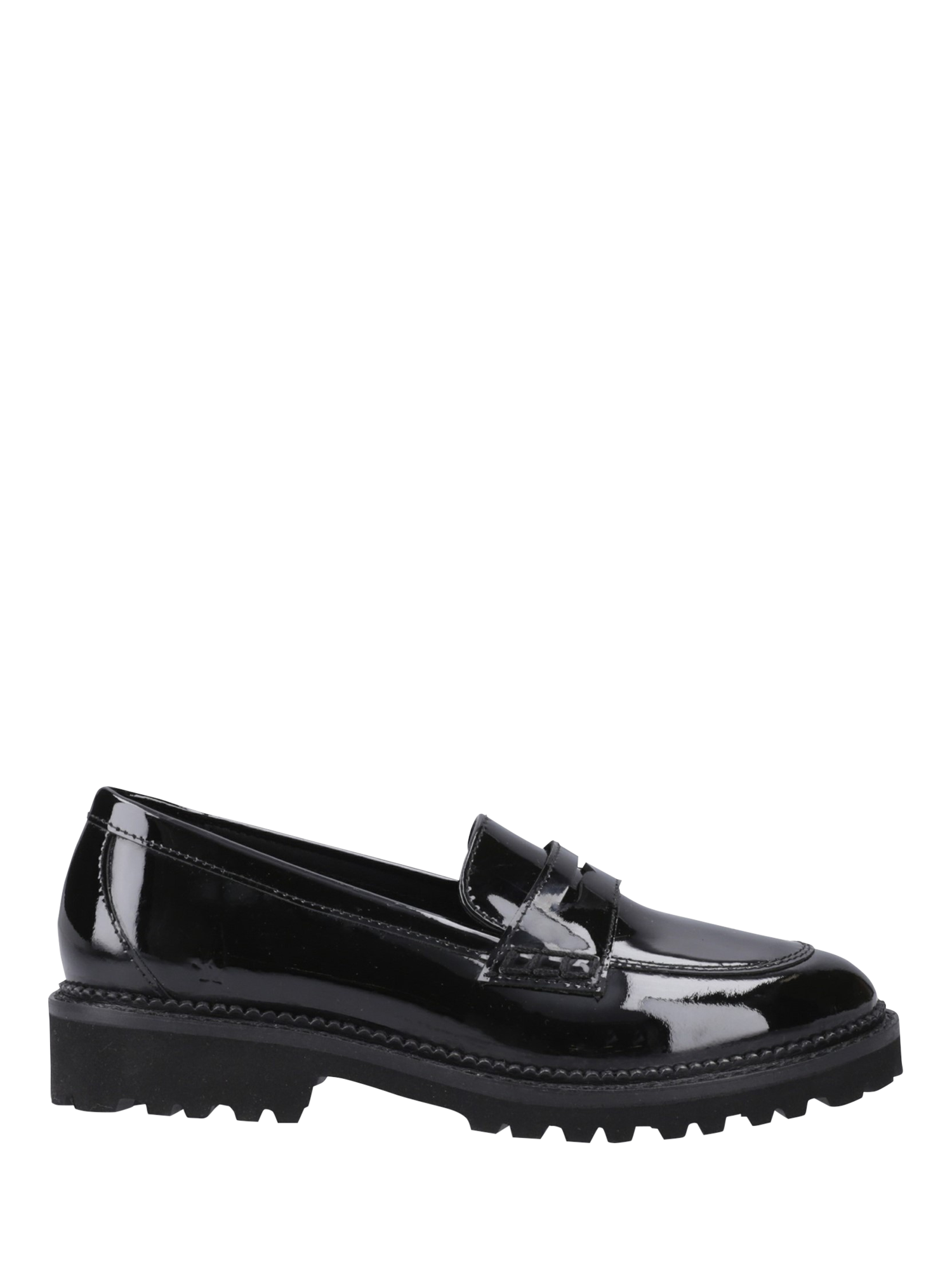 Product image 1 of 4, which shows Hush Puppies Kids' Grazia Junior Patent Leather School Shoes, Black, 10 Jnr