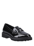 Hush Puppies Kids' Grazia Senior Patent Leather School Shoes, Black
