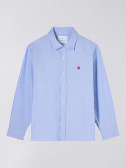 Edwin Long Sleeve Cotton Oxford Shirt, Blue, Blue