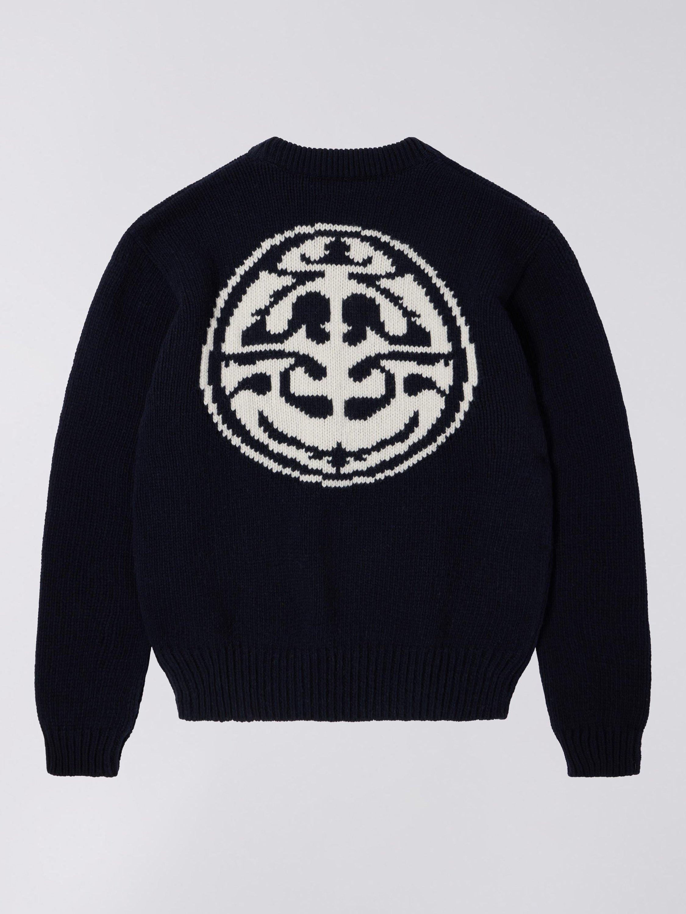 Product image 2 of 2, which shows Edwin Ellis Graphic Wool Blend Jumper, Navy, S