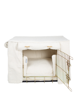 Lords & Labradors Boucle Dog Crate Set, Gold & Ivory, Gold & Ivory