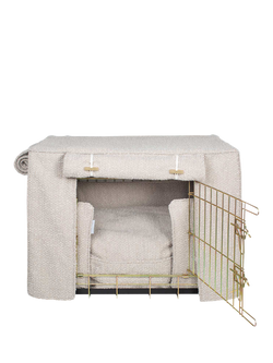 Lords & Labradors Boucle Dog Crate Set, Gold & Mink, Gold & Mink