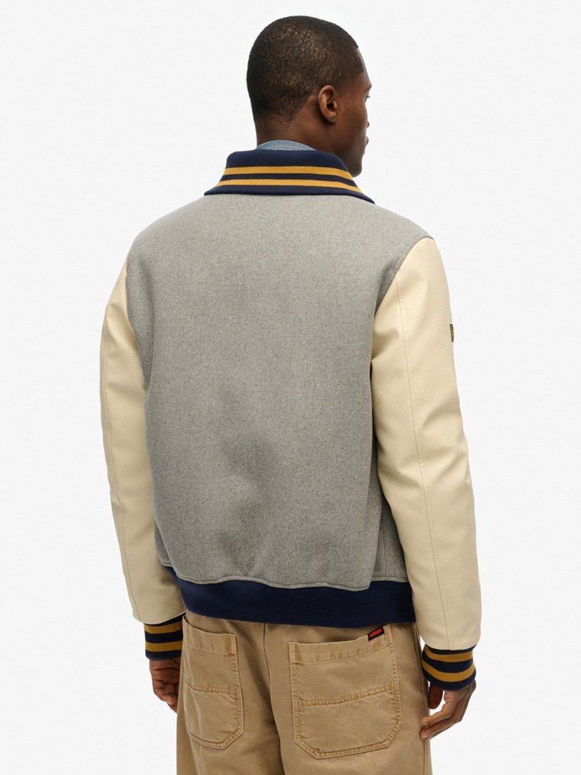 Product image 2 of 5, which shows Superdry College Varsity Bomber Jacket, Dark Grey Marl, S