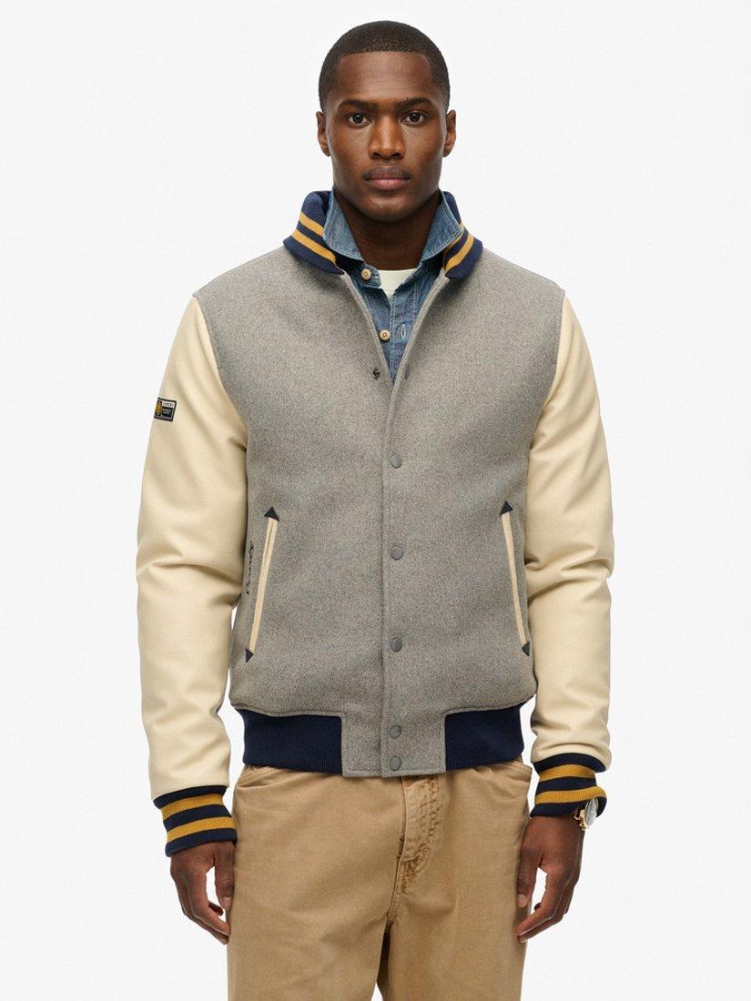 Product image 4 of 5, which shows Superdry College Varsity Bomber Jacket, Dark Grey Marl, S