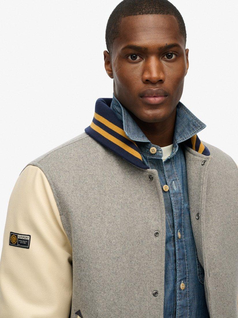 Product image 5 of 5, which shows Superdry College Varsity Bomber Jacket, Dark Grey Marl, S