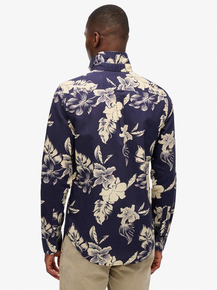 Product image 2 of 4, which shows Superdry Modal Regular Fit Floral Beach Shirt, Chrissy Indigo, S
