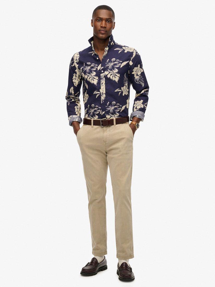 Product image 3 of 4, which shows Superdry Modal Regular Fit Floral Beach Shirt, Chrissy Indigo, S