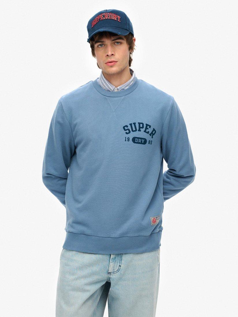 Product image 1 of 4, which shows Superdry Athletic Printed Sweatshirt, Wedgewood Blue, S