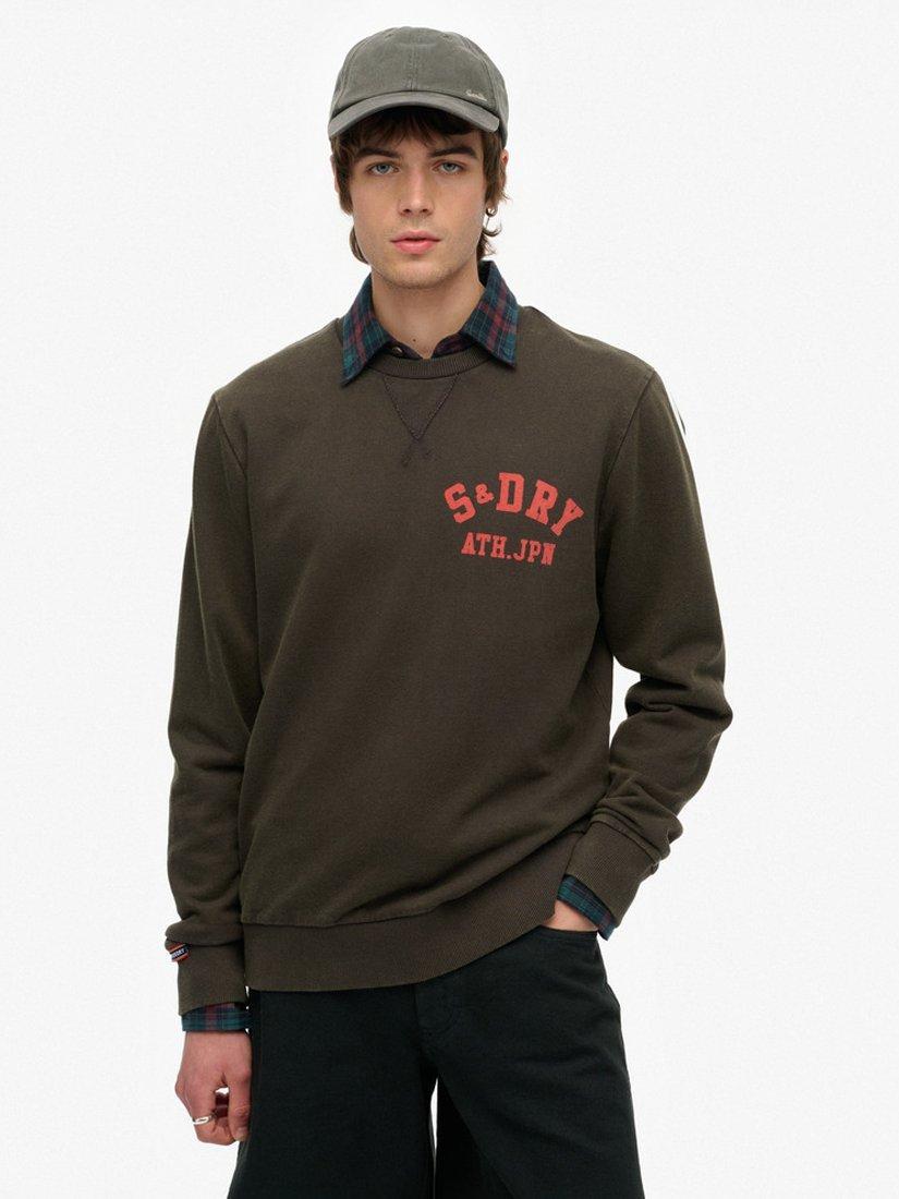 Product image 1 of 4, which shows Superdry Athletic Printed Sweatshirt, Bison Black, S