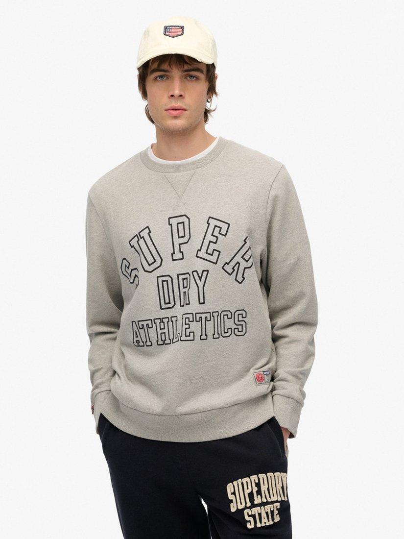 Product image 1 of 4, which shows Superdry Athletic Printed Sweatshirt, Athletic Grey Marl, S