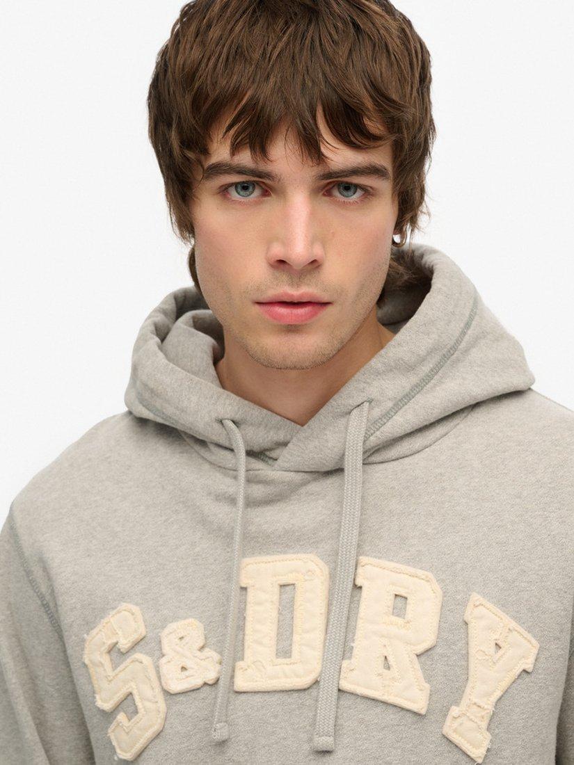Product image 4 of 4, which shows Superdry Vintage Athletic Hoodie, Light Grey Marl, S