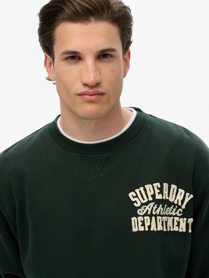 Product image 4 of 4, which shows Superdry Vintage Athletic Crew Sweatshirt, Academy Dark Green, S
