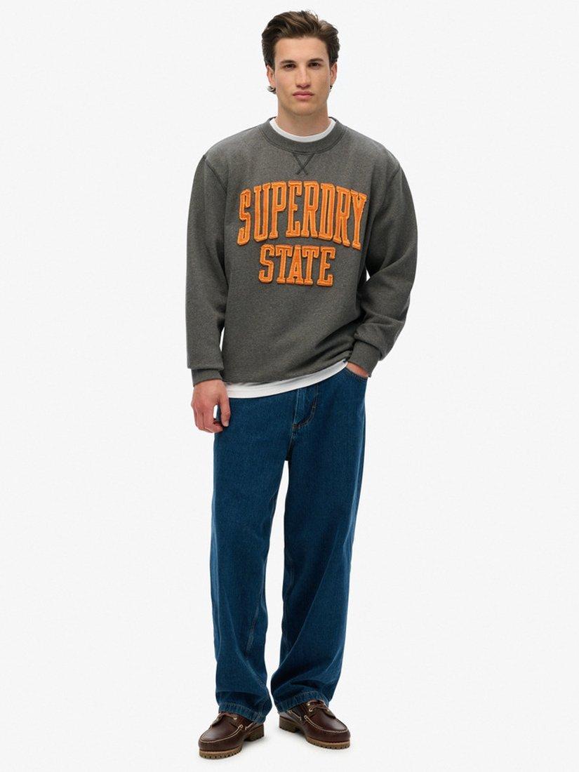 Product image 3 of 4, which shows Superdry Vintage Athletic Crew Sweatshirt, Charcoal Marl, S
