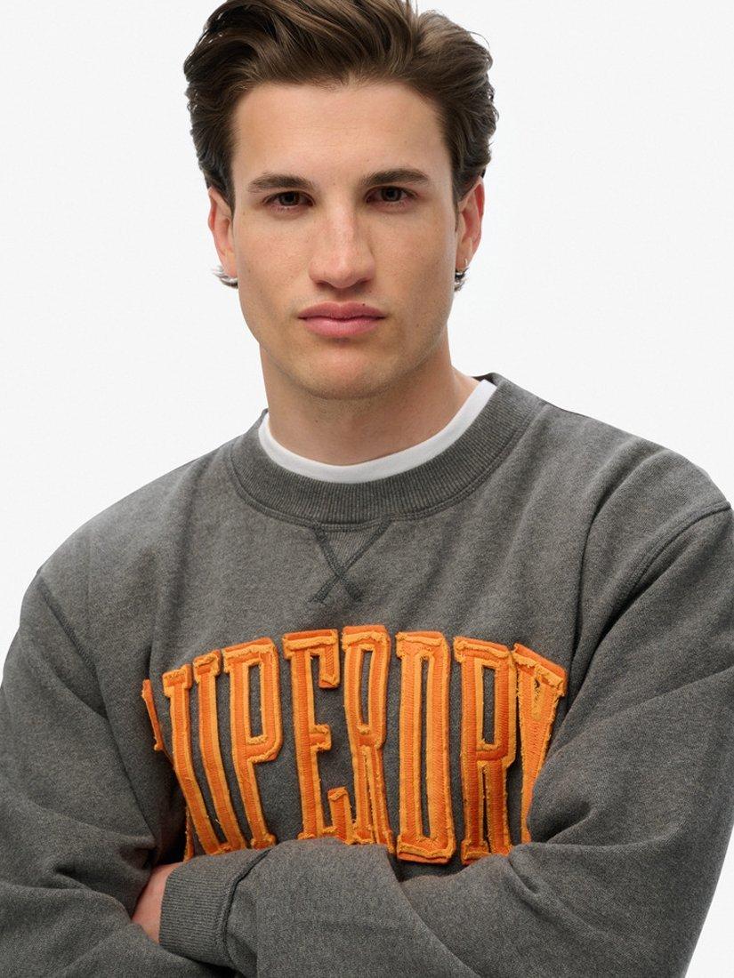 Product image 4 of 4, which shows Superdry Vintage Athletic Crew Sweatshirt, Charcoal Marl, S