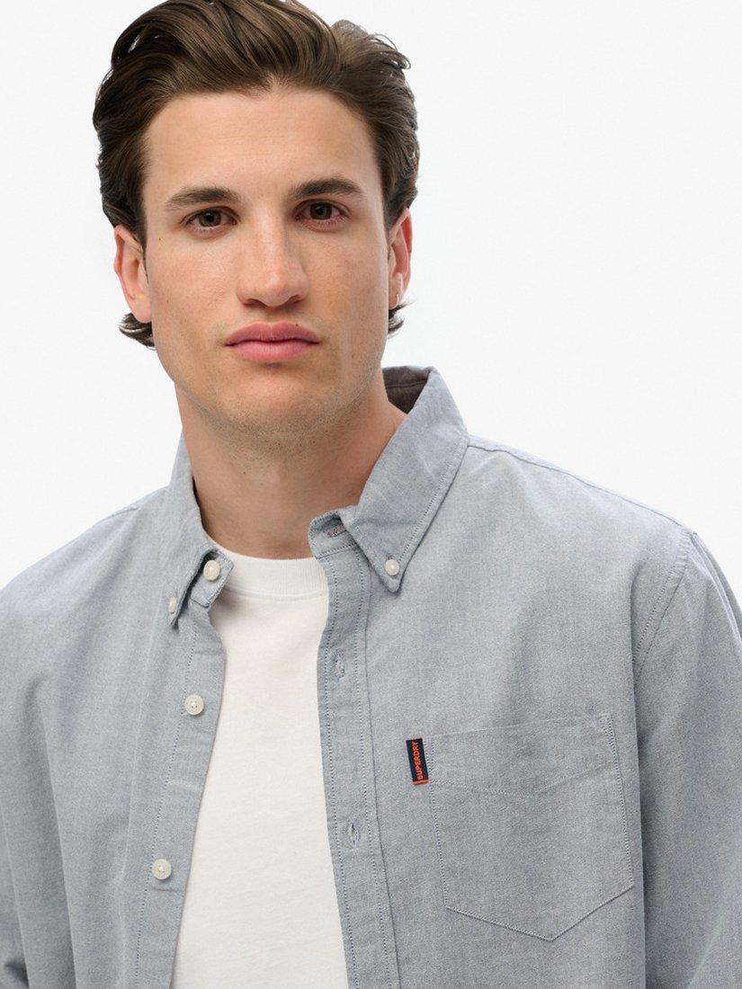 Product image 4 of 4, which shows Superdry Cotton Long Sleeve Oxford Shirt, Navy, S