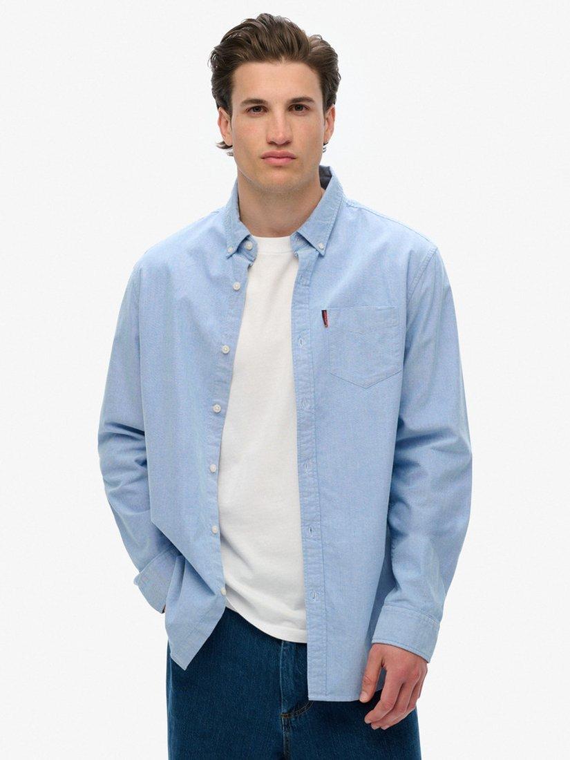 Product image 1 of 4, which shows Superdry Cotton Long Sleeve Oxford Shirt, Classic Blue, S