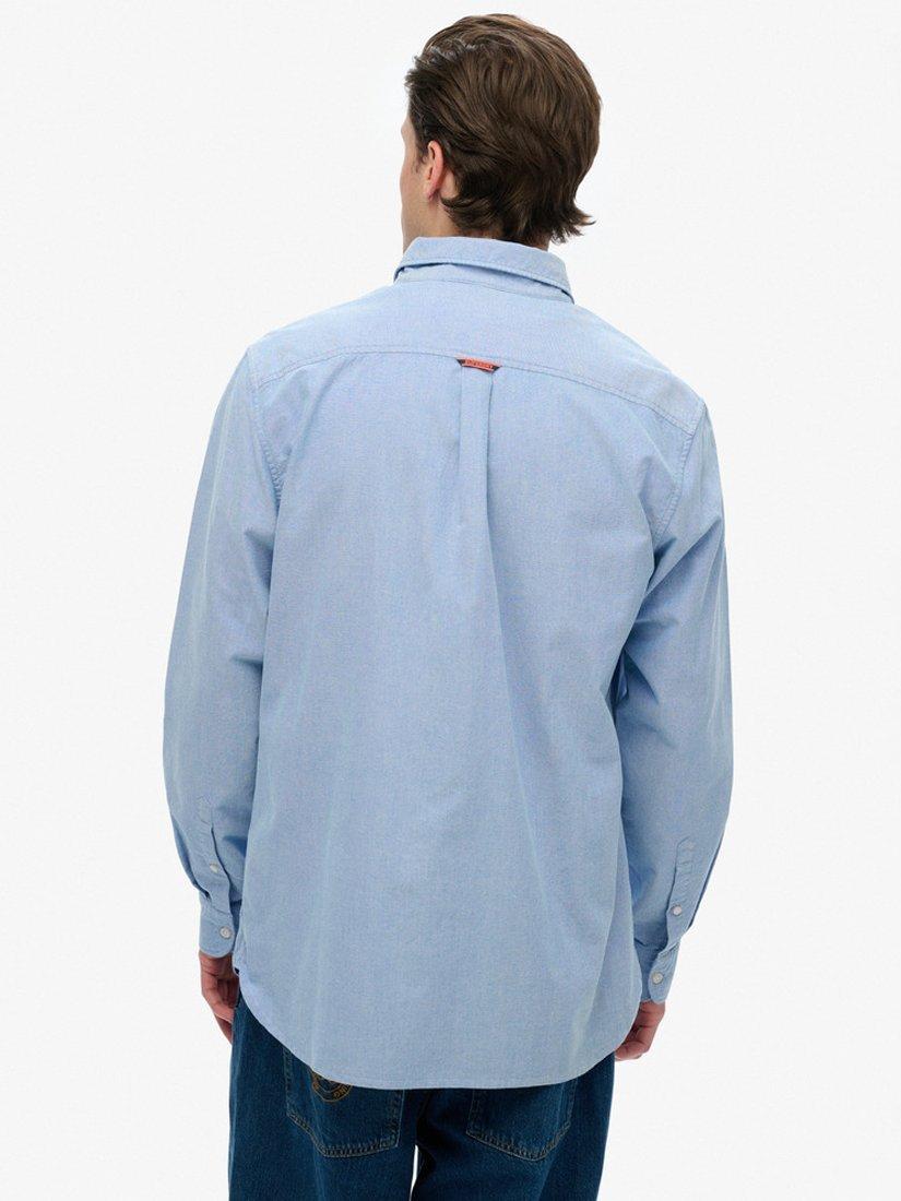 Product image 2 of 4, which shows Superdry Cotton Long Sleeve Oxford Shirt, Classic Blue, S